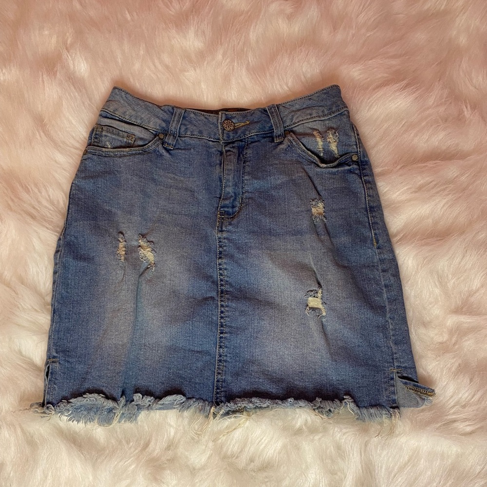 Ripped jean skirt